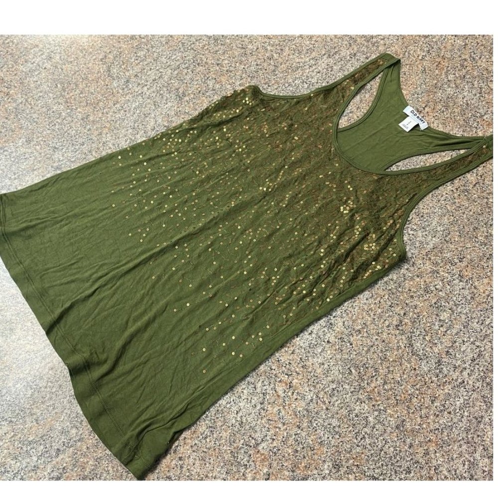 Old Navy green gold sequin tank sz S woman's EUC